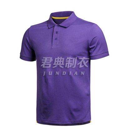 紫色纯色精品棉polo衫