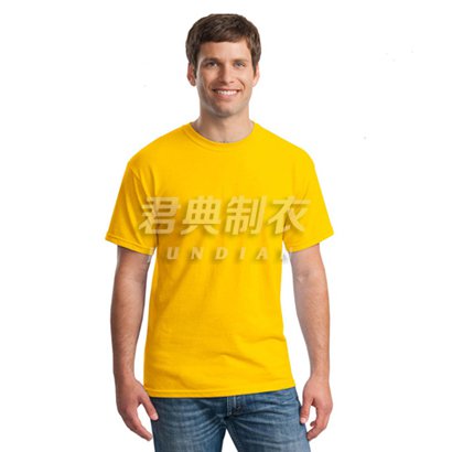 经典大黄色纯棉空白文化衫（可印字logo图案）