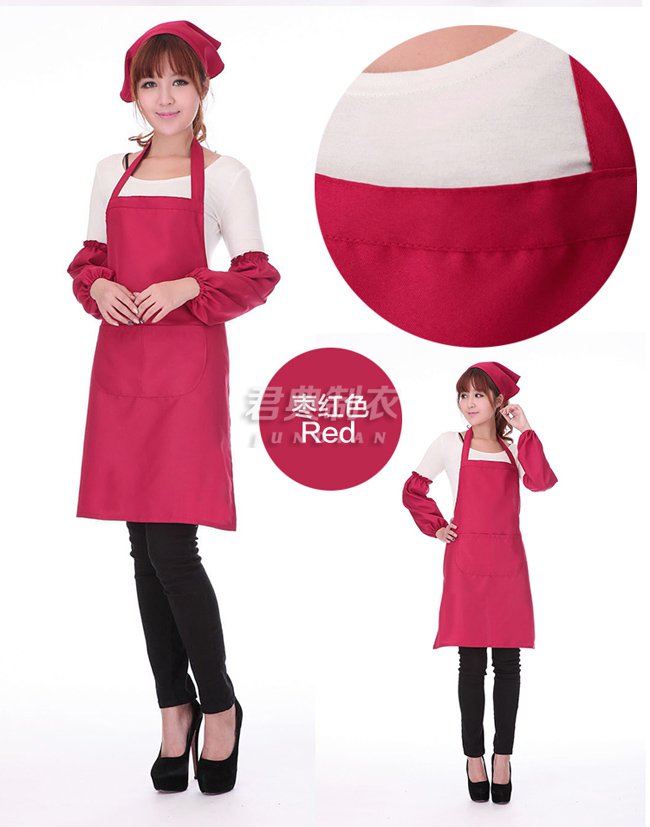 枣红色咖啡厅围裙2